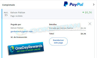 OneDayRewards tiempo en pagar: Menos de 30 minutos