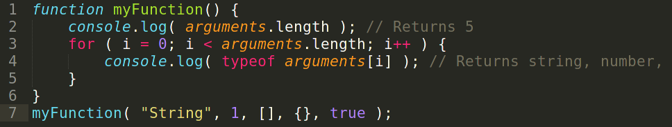Arguments.length js. Console log a b
