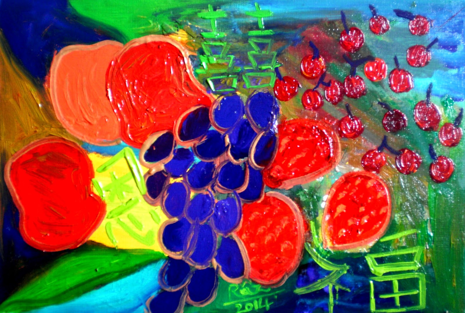 Sweet Vibrant Colorful Fruits Painting feng Shui Symbolism of Fruit