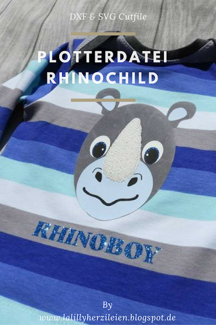 Rhinochild ist ein Plottdesign, das im kindlichen Comicstil gejalten ist. Mit diem Cutfile lässt sich beispielsweise Kinderkleidung individuell gestalten.