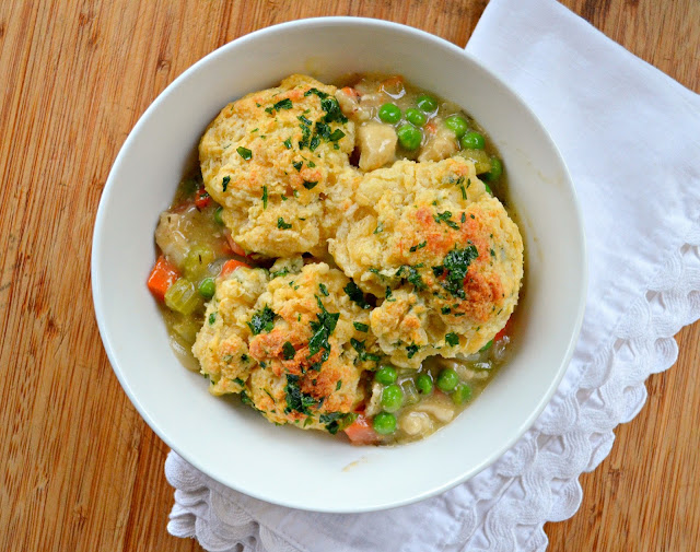 Chicken Or Turkey Casserole With Garlic Cheddar Biscuit Crust