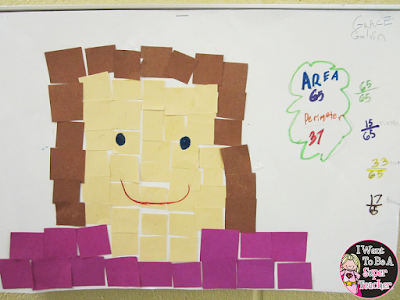 Making mosaic portraits to teach area and perimeter in the elementary classroom from I Want to be a Super Teacher