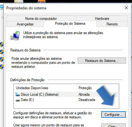 ativar restauro de sistema no windows 10 ativar restauro de sistema no windows 10