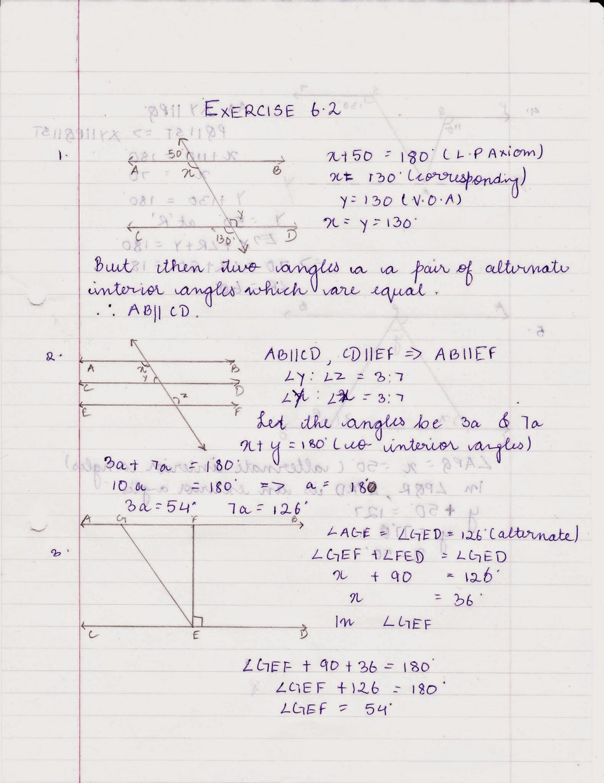 MY HOMEWORK Class 9 Maths Chapter 6 Lines and Angles