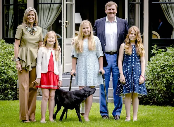 King Willem-Alexander, Queen Maxima, Princess Amalia, Princess Alexia and Princess Ariane at the 2016 Summer photo shoot in Villa Eikenhorst holiday residence.