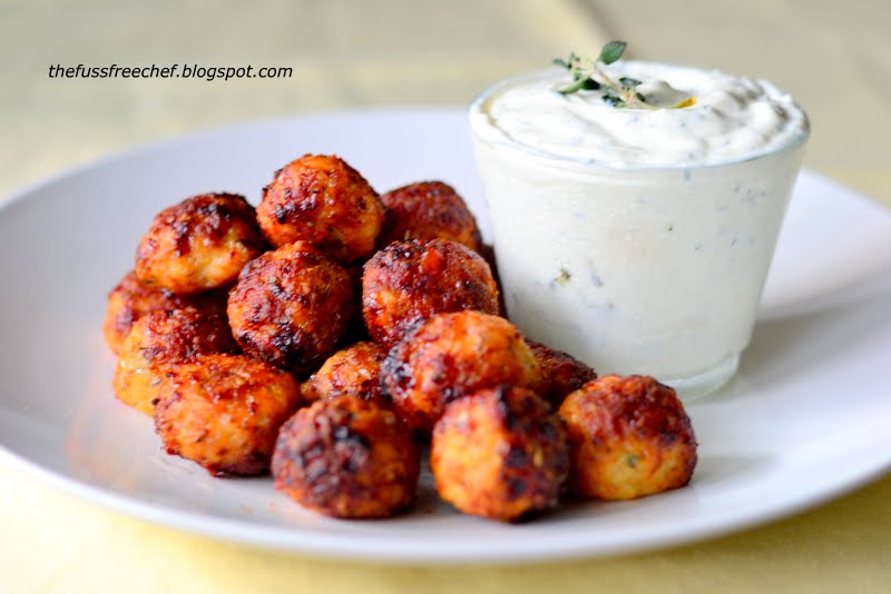the FUSS FREE chef Herb Lamb Meatballs with Yogurt Dip