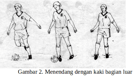 Perkenaan bola dengan kaki ketika mengumpan jarak jauh pada bagian kaki