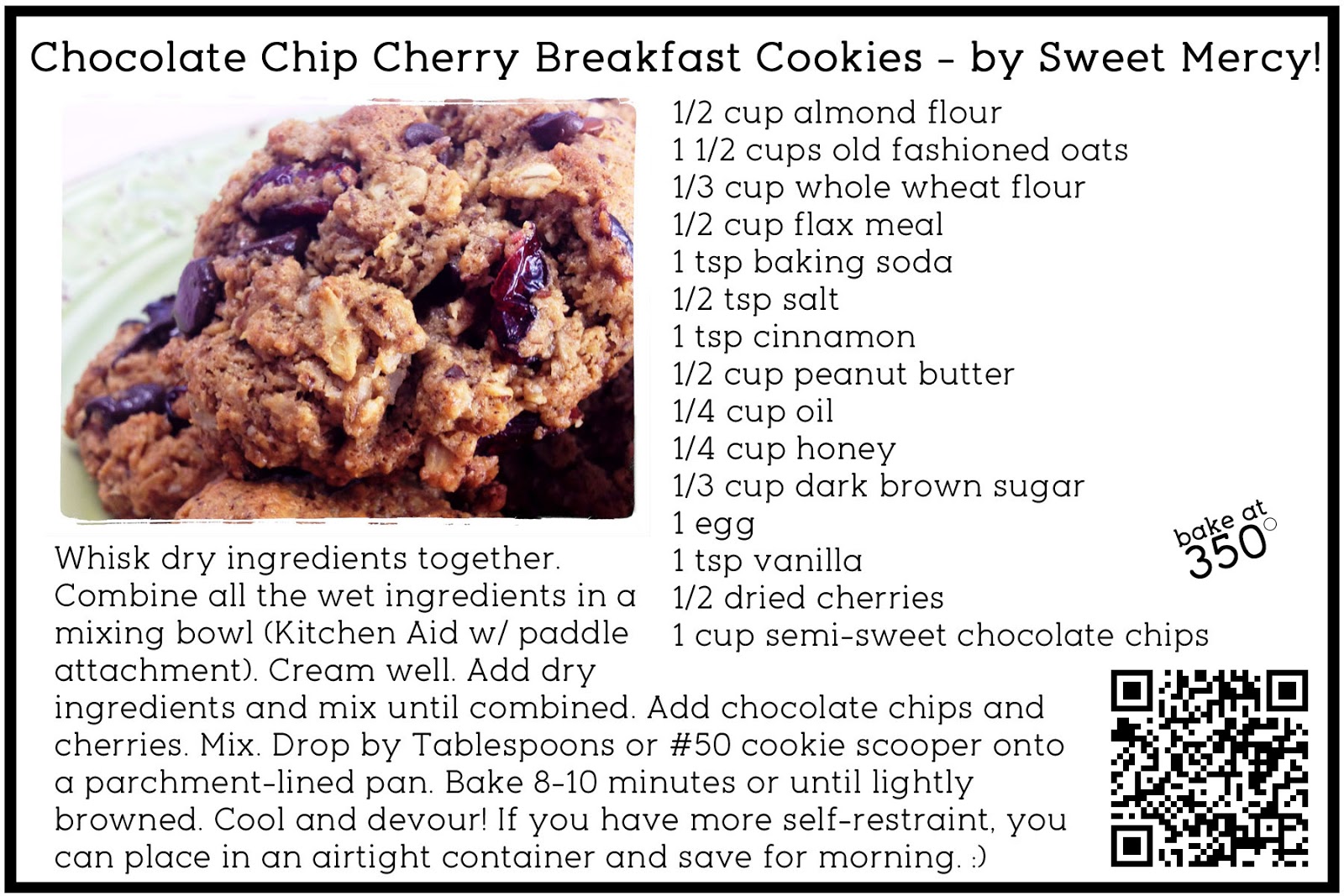 Sweet Mercy! Printable Breakfast Cookie Recipe Card