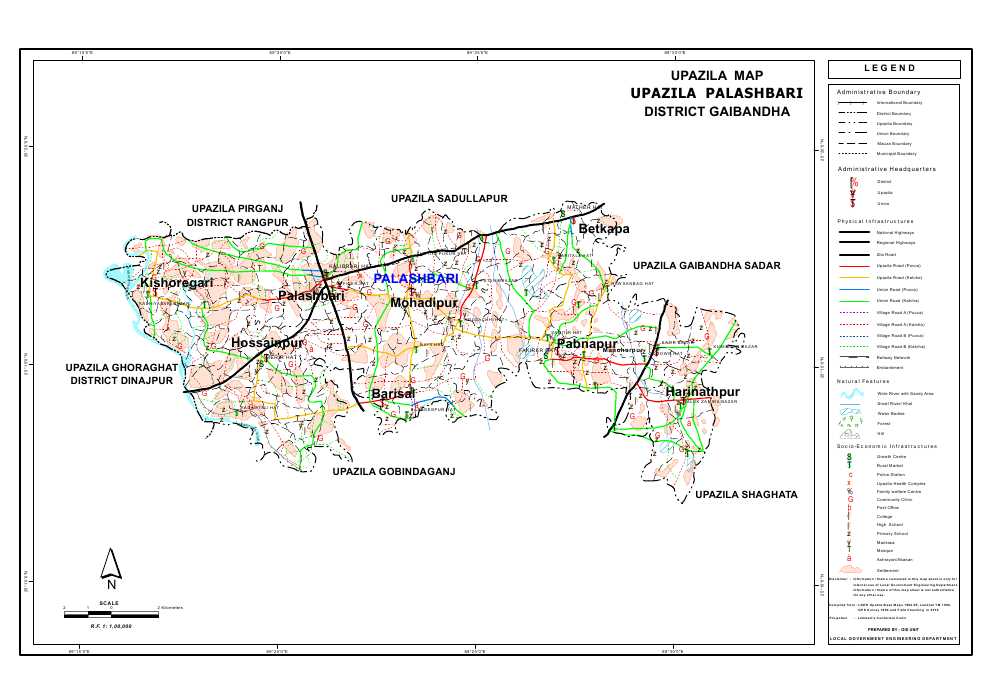 Palashbari Upazila Map Gaibandha  District Bangladesh