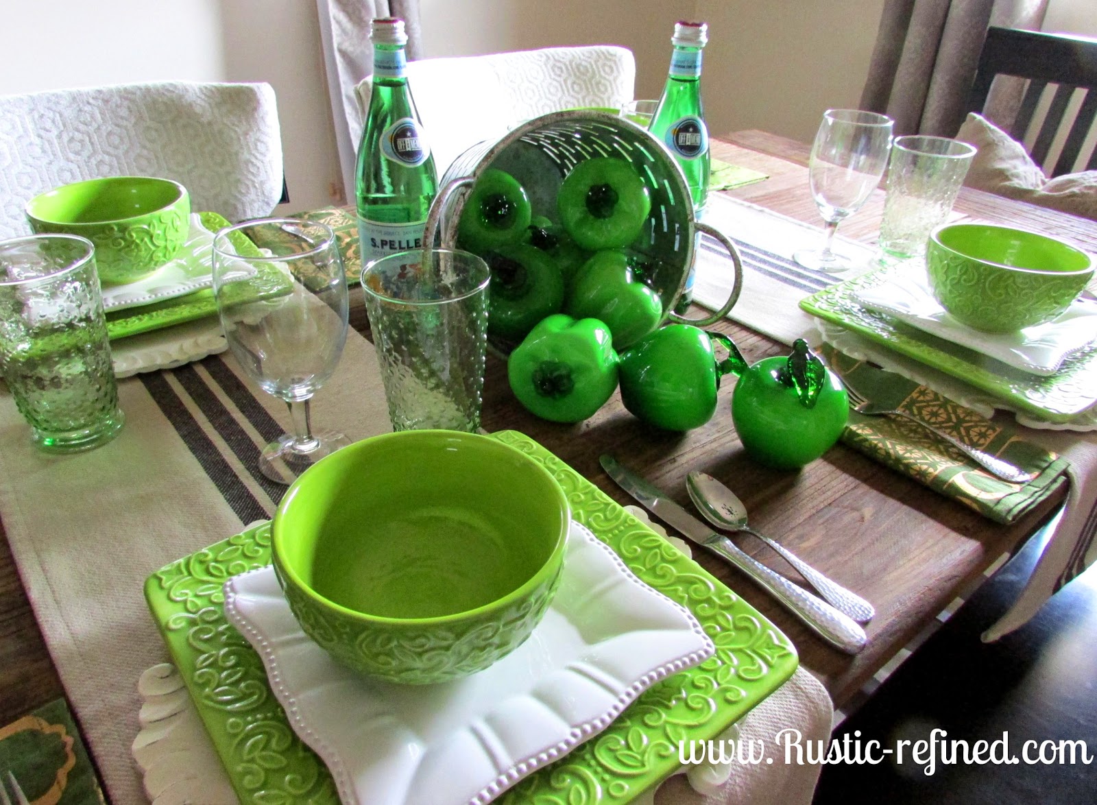 Green and White Tablescape