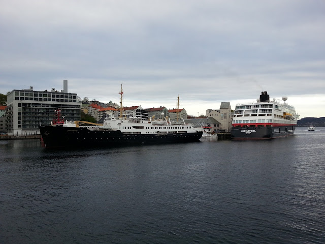 Hurtigruten cruise ships docked in Bergen, Norway Hurtigruten cruise ships docked in Bergen, Norway