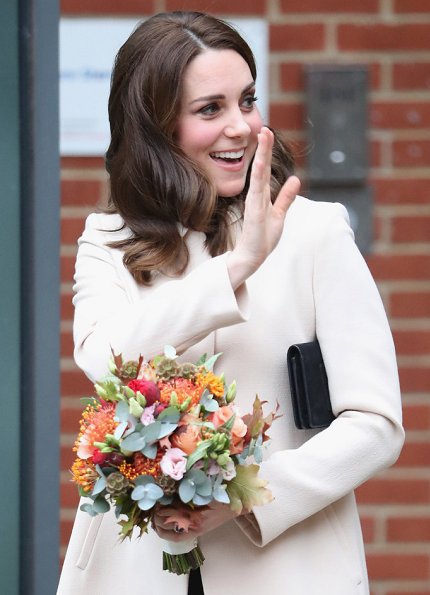 Kate Middleton- Duchess of Cambridge wore Goat Redgrave Coat and Topshop Collar Dress, Russell & Bromley boots