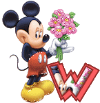 Alfabeto tintineante de Mickey con ramo de flores W.