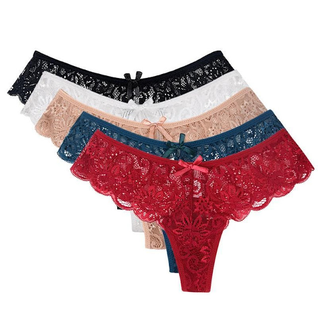 3 Pack: Women'sTransparent Lace Thongs