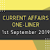 Current Affairs One-Liner: 1st September 2019