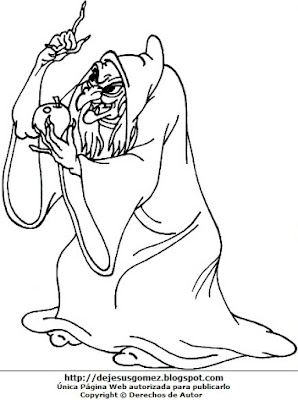 Bruja de Blancanieves con su manzana Dibujo de la bruja de Blancanieves para dibujar colorear pintar imprimir. Dibujo de la bruja de Jesus Gómez