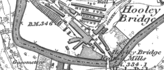 Hooley Bridge Mills, OS map, 1847.