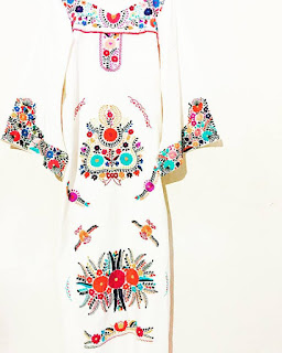 vestido Mexicano de manta con florecitas bordadas, Hola, es…