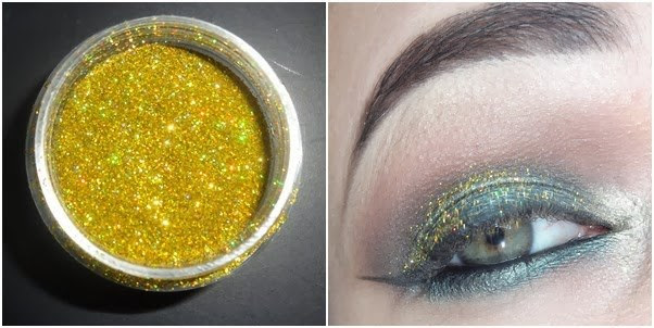 Maquiagem verde esmeralda com glitter