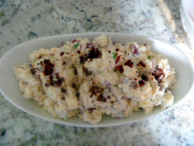 This taste like a loaded baked potato turned into a salad!  Loaded Baked Potato Salad is a MASTERPIECE! - Slice of Southern