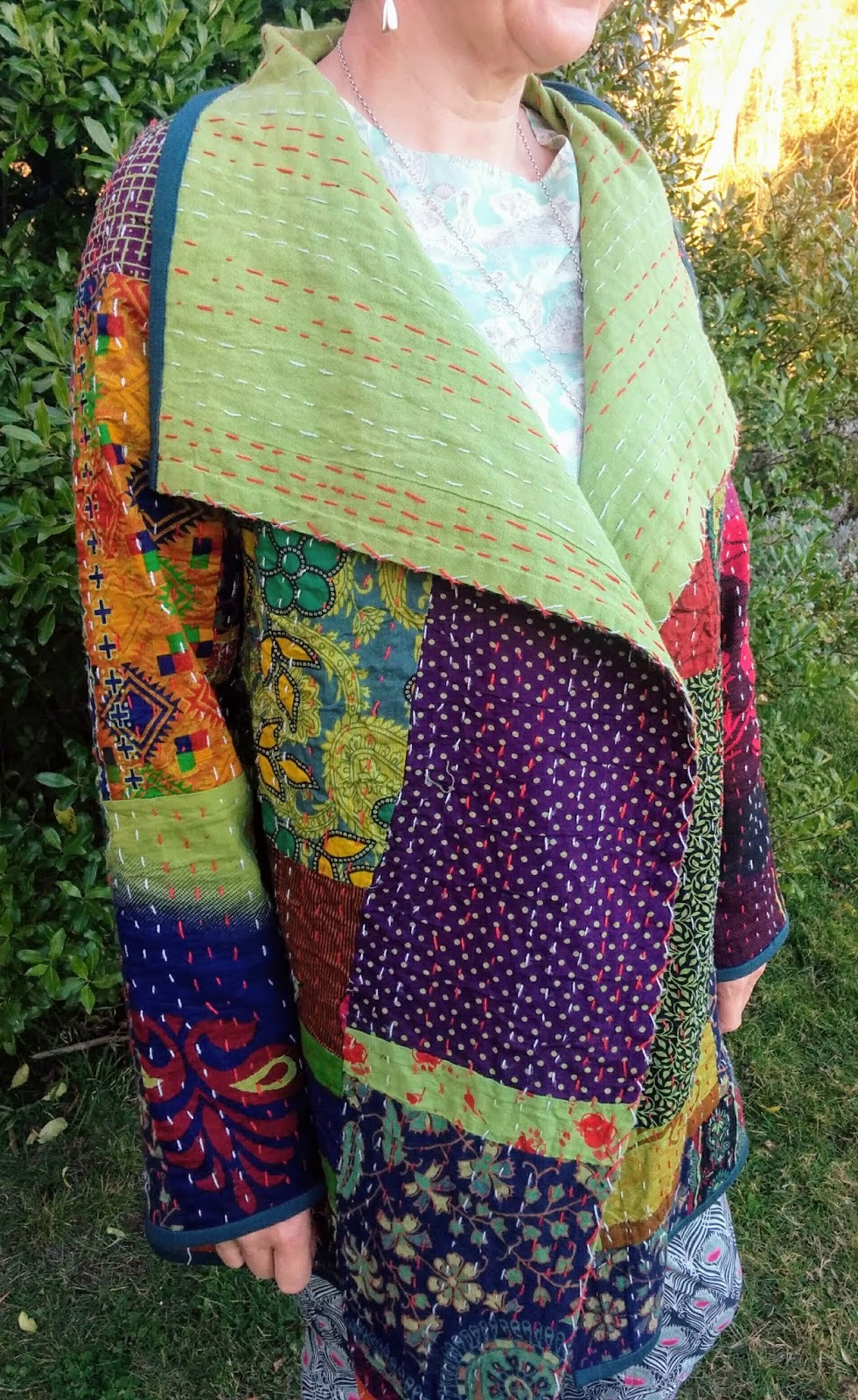 Creates Sew Slow Vogue 8430 MT Green/Pink Kantha Jacket