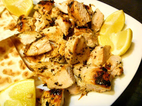 I'm revealing my famous Easy Entertaining Chicken Souvlaki:  Plump, juicy chicken breasts marinated with Greek flavors such as lemon, garlic, oregano, and wine. This easy summer dish turns finger food up to a new level. - Slice of Southern