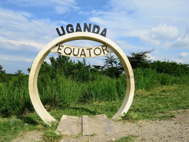 Equator marker near Queen Elizabeth National Park in Uganda