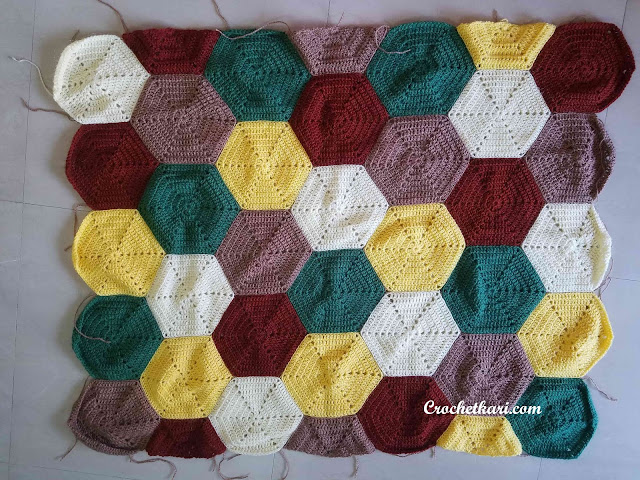 Crochet hexagon blanket pattern Crochetkari hexagon blanket pattern