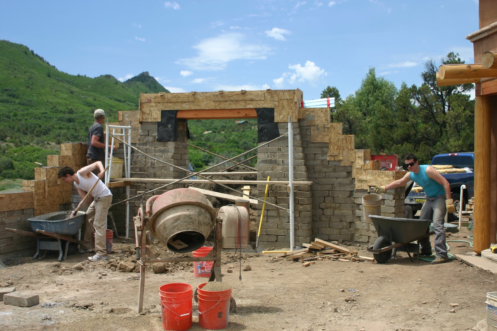 Building a double adobe wall house