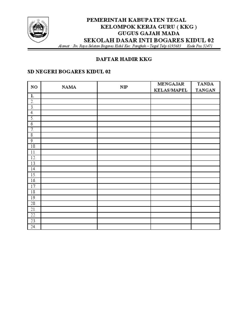 contoh daftar hadir rapat wood scribd indo