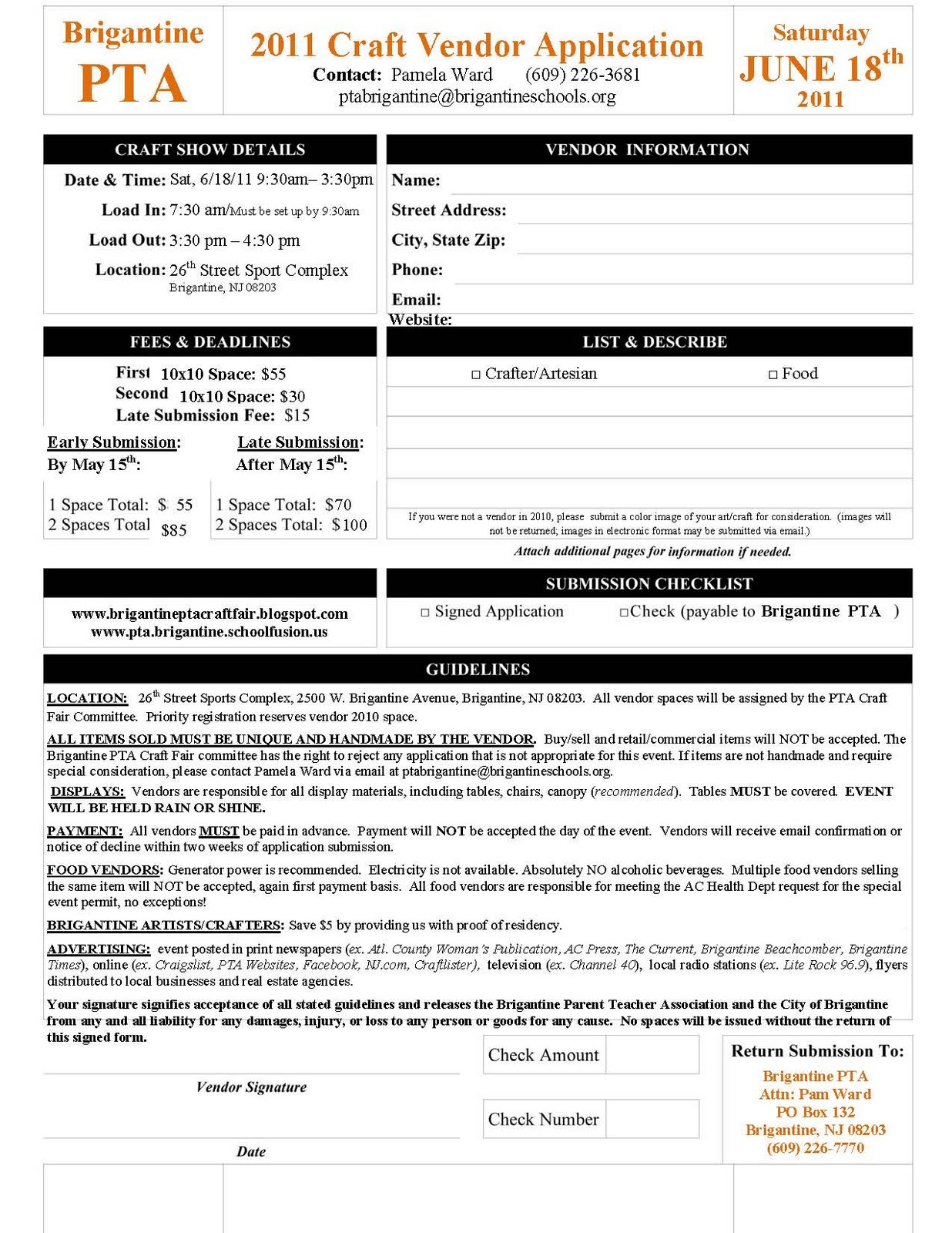 Brigantine PTA Craft Fairs