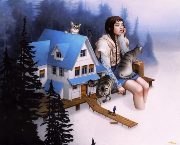 As surreais e oníricas pinturas tradicionais de Tran Nguyen Tran Nguyen deviantart pinturas ilustrações tradicionais surreais fantasia sonhos mulheres feminilidade