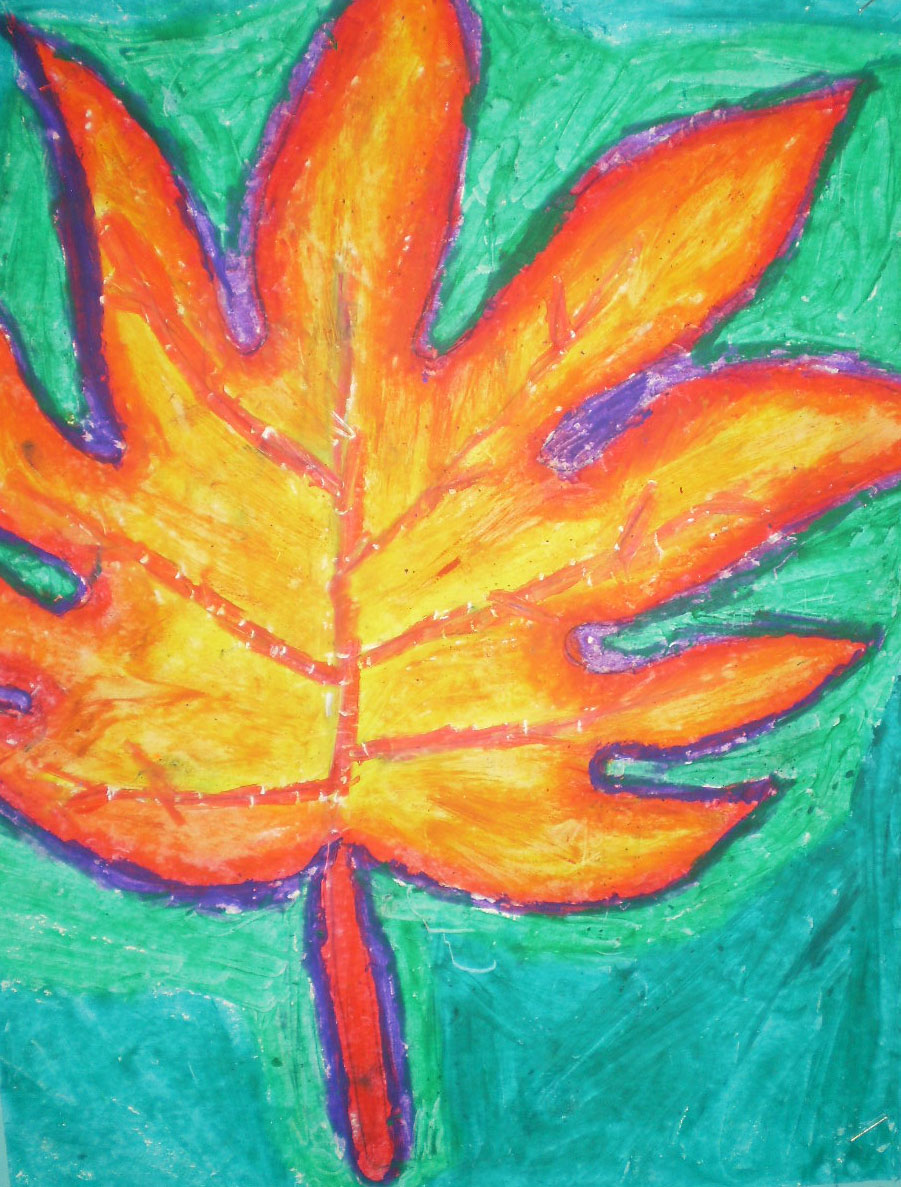 5th Grade oil pastel leaves