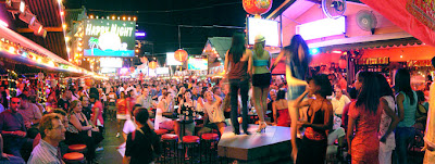 Patong Beach at night with ladyboys table dancing