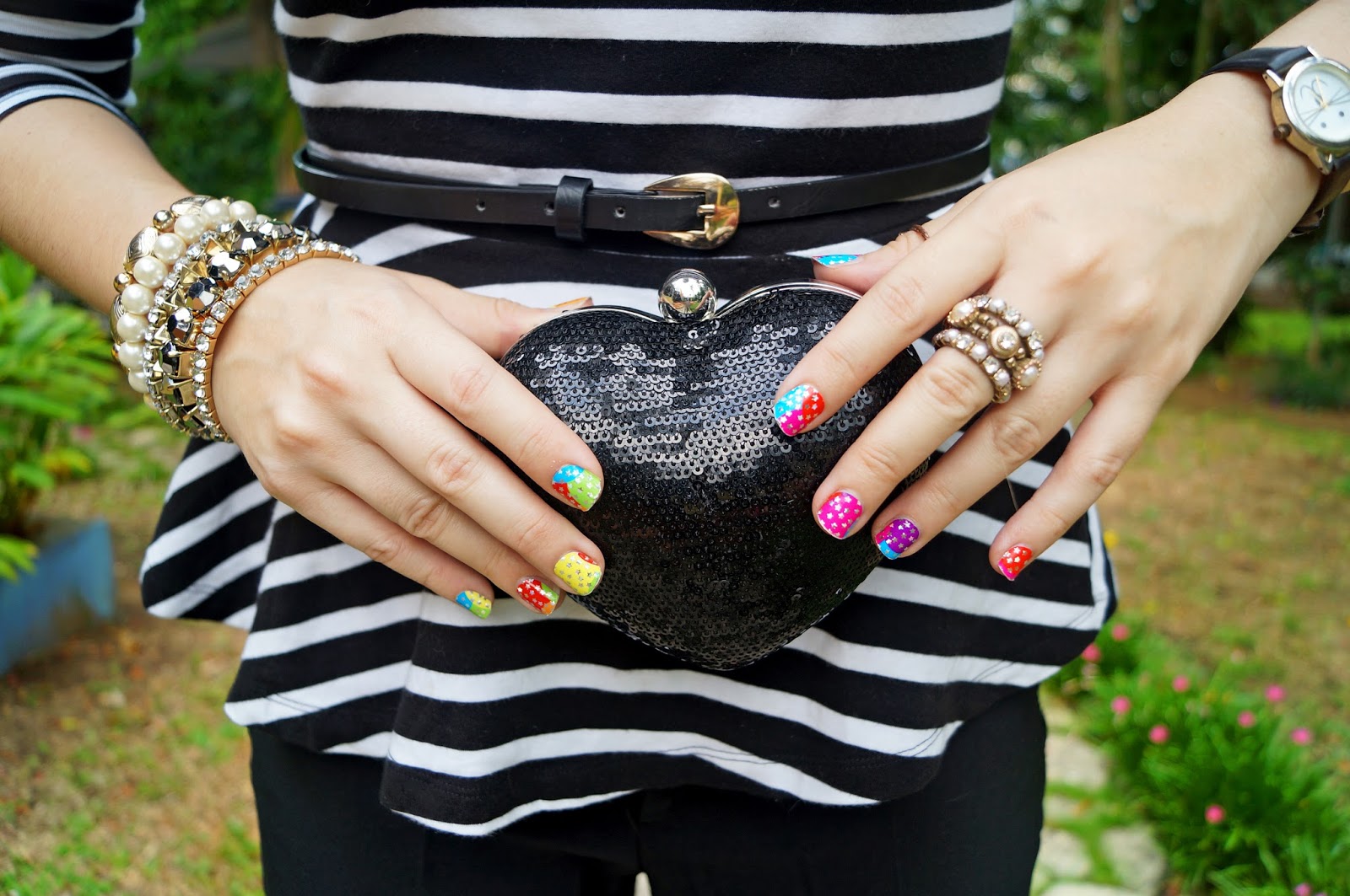 Rainbow Nails, Nail Stickers, Nail Decals, Heart Clutch, Daily Outfits Blog