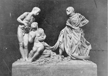 1940.- "La vida y la muerte". Original de marmol escultor Luis Causarás. Pompas funebres Barcelona.