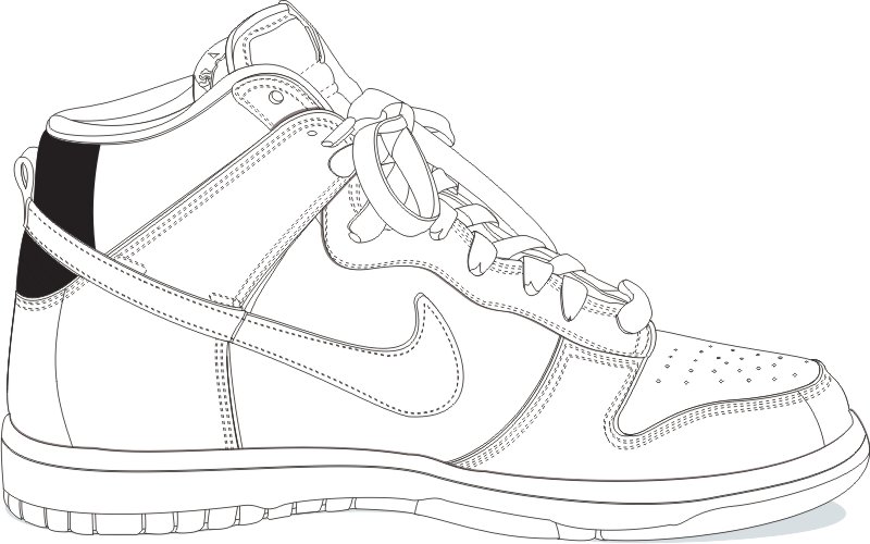 os tênis allstar e nike desenhos preto e branco para colorir