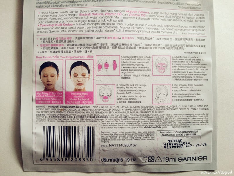 Download Review Garnier Sakura White Pinkish Radiance Intensive Whitening Mask What Indira Loves PSD Mockup Templates