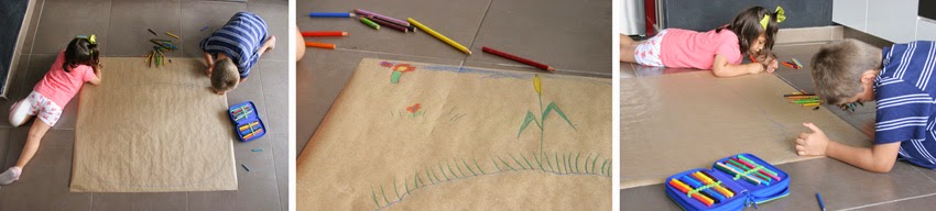 Pintando el lago para el juego de pesca handmade en papel kraft2