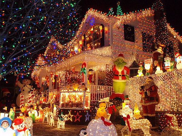 House cover with beautiful lighting and gifts Christmas lighting and gifts for house