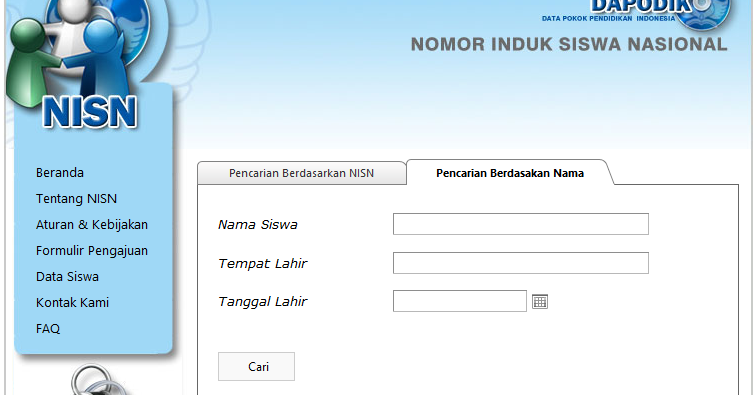 Nisn Siswa Pencarian Berdasarkan Nama