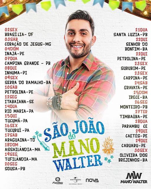 Já estão prontos para curtir o São João com o Vaqueiro mais estourado do Brasil? Prepara o couro do chinelo que são 11 estados por onde @mano_walter vai passar levando toda sua alegria💥💥🐎🐎 #ÉshowPapai @FonttesPromo @umusicbrasil Já estão prontos para curtir o São João com o Vaqueiro mais estourado do Brasil? Prepara o couro do chinelo que são 11 estados por onde @mano_walter vai passar levando toda sua alegria💥💥🐎🐎 #ÉshowPapai @FonttesPromo @umusicbrasil