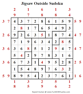 Jigsaw Outside Sudoku (Daily Sudoku League #200) Puzzle Answer