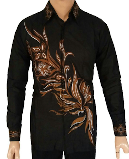  Baju Batik Pria Lengan Panjang Kombinasi Kain Polos