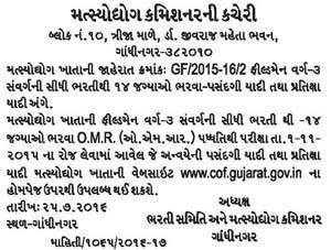 Gujarat Fisheries Department Field Man Class-3 Selection List & Waiting List