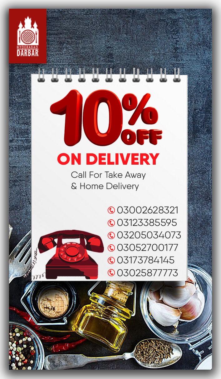 Hyderabad Darbar is offering 10% OFF discount on Delivery