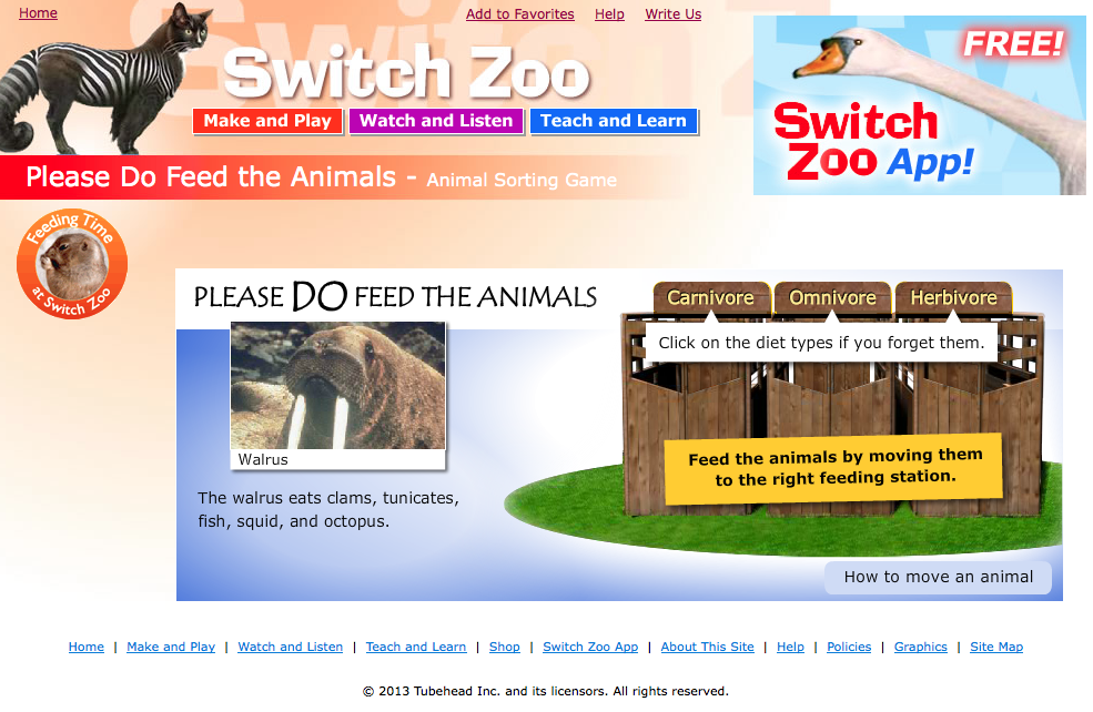 The English Cubby Animal eating habits games