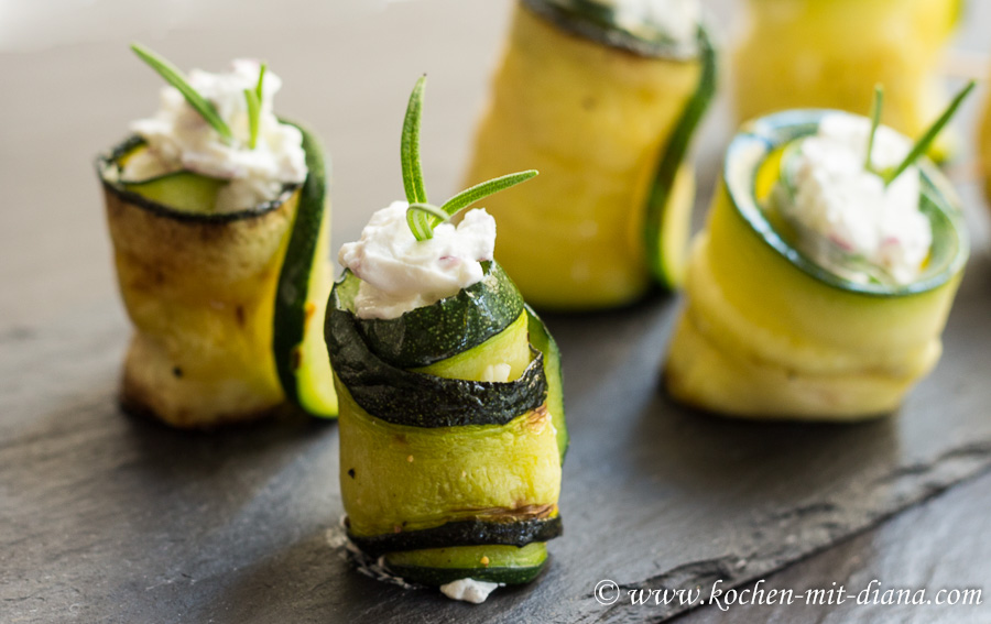 Zucchiniröllchen mit Frischkäsefüllung | Kochen mit Diana