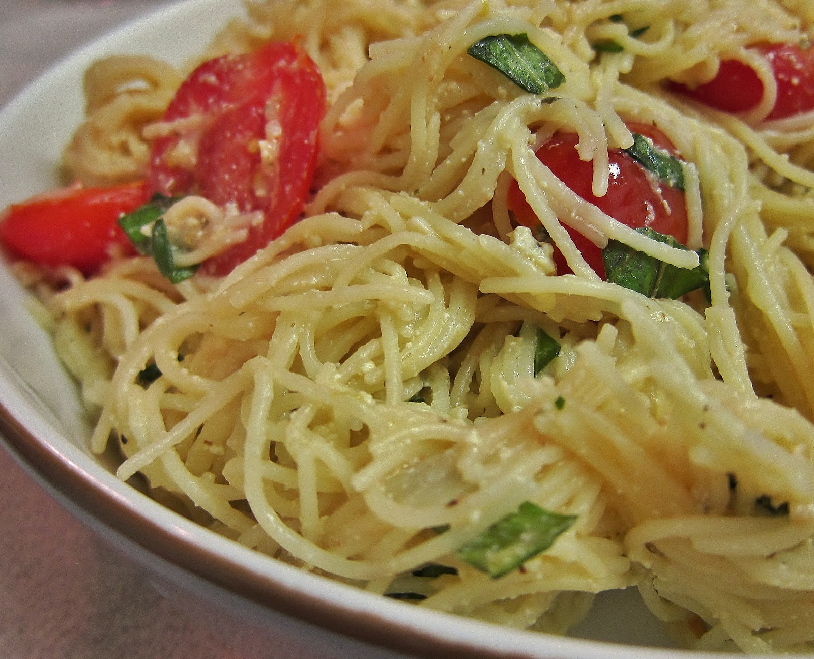 The Vegan Chronicle Pasta with Herbed Goat Cheese and Cherry Tomatoes