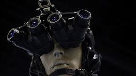 Traditional night-vision goggles are displayed on a at a military conference in Florida.  Photo: Bloomberg